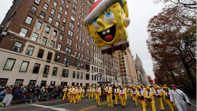 SpongeBob SquarePants dalam Parade Thanksgiving Tahunan Macy's di New York, November 2016 lalu.