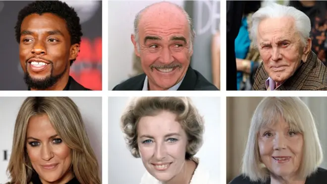 :edhadwick Boseman, Sean Connery, Kirk Douglas, Diana Rigg, Vera Lynn, Caroline Flack