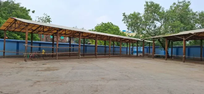 ট্যাংরার কসাইখানা সংলগ্ন শেড যা ফাঁকা পড়ে আছে, মঙ্গলবার তোলা ছবি