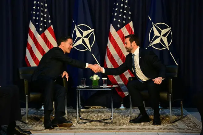 US Vice President JD Vance speaks during the 61st Munich Security Conference (MSC), in Munich, Germany, 14 February 2025. High-level international decision-makers meet at the 61st Munich Security Conference in Munich from 14 to 16 February 2025 during their annual meeting to discuss global security issues.
Munich Security Conference 2025, Germany - 14 Feb 2025
