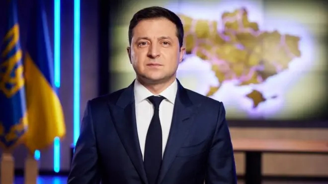 Volodymyr Zelensky en un mensaje televisado.