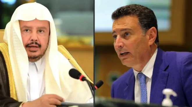 رئيس مجلس النواب الأردني أحمد الصفدي ورئيس مجلس الشورى السعودي عبدالله آل الشيخ