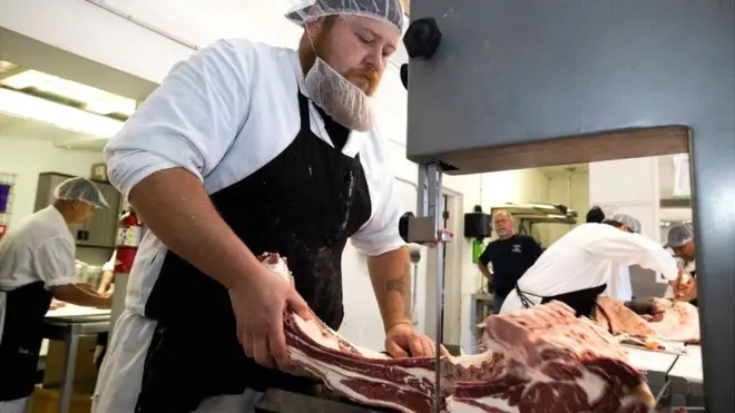 Planta procesadora de carne en California.