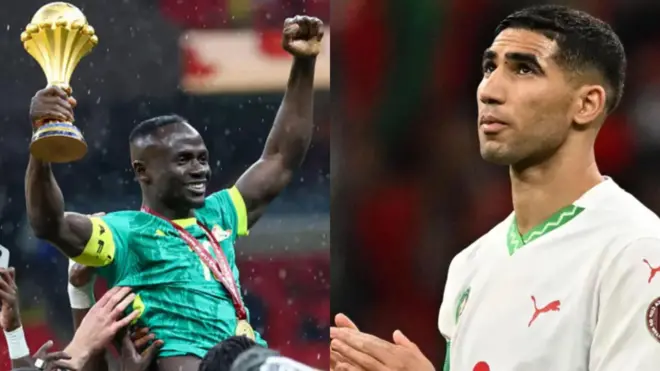 Sadio Mane mu ife ẹyẹ AFCON 2025 dani bawọn akẹgbẹ rẹ ṣe gbe e soke, Achraf Hakimi n woke
