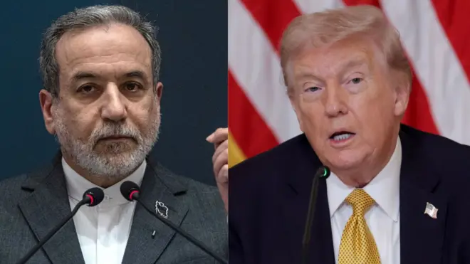 अब्बास अराग़ची और डोनाल्ड ट्रंप 