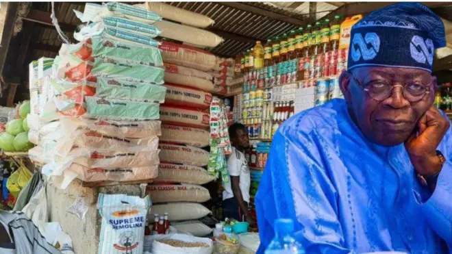 Aworan Tinubu ati ọja kan