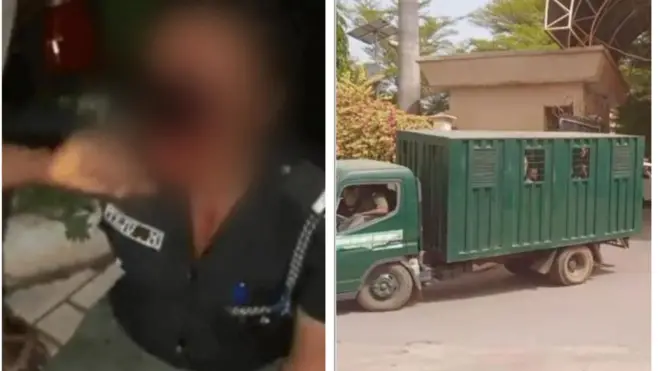 Aworan ọlọpaa ti wọn lu ati ọkọ ẹlẹwọn