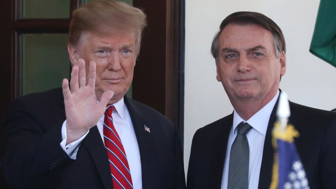 Donald Trump (left) and Jair Bolsonaro during a meeting in the US earlier this year