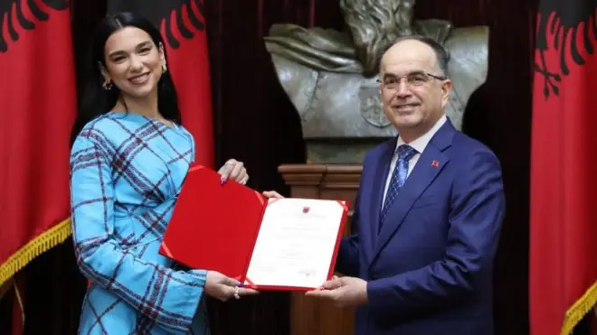 Dua Lipa and Albanian president Bajram Begaj