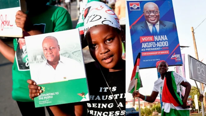 Ghana election 2020 dey hold on Monday 7 December, wen Ghanaians go form long queues across de country to elect a new President who take over governance of de country.