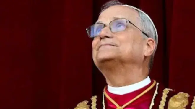 Pope Leo XIV looks up