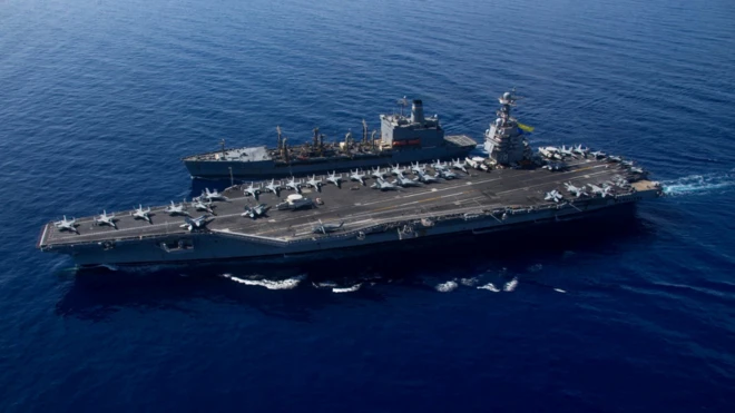 حاملة الطائرات الأمريكية جيرالد آر فورد، أكبر حاملة طائرات في العالم (صورة أرشيفية)
