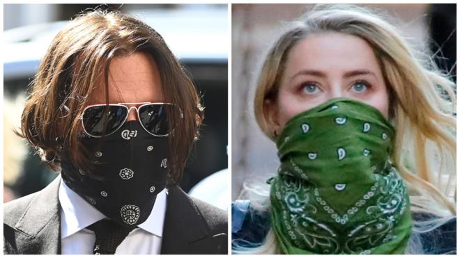 Johnny Depp and Amber Heard arrive at court in London on Friday