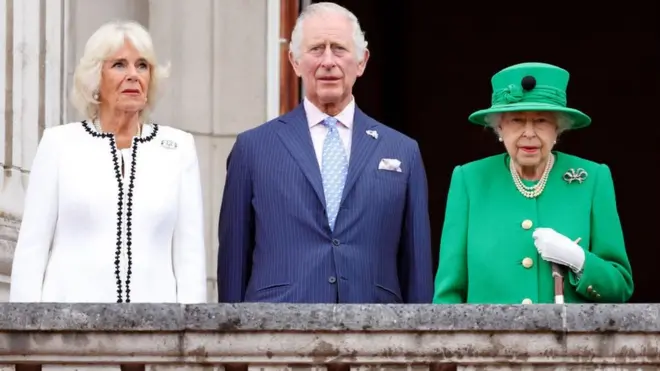 King Charles, Queen Consort Camilla and Queen Elizabeth II