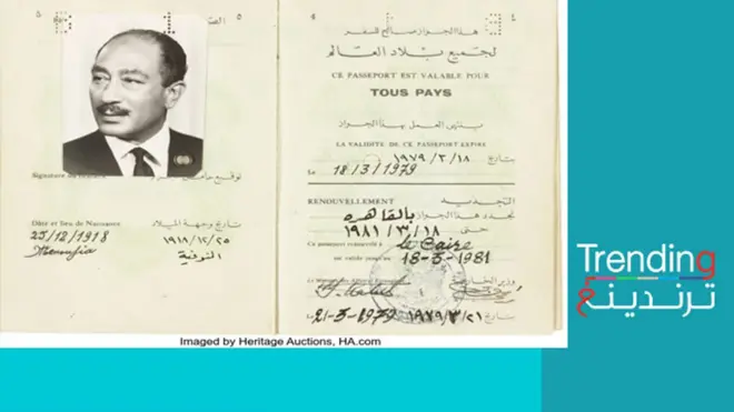 أنور السادات.. جواز سفر الرئيس المصري الراحل يباع في مزاد علني بأمريكا وابنته تنفي علمها بالأمر!