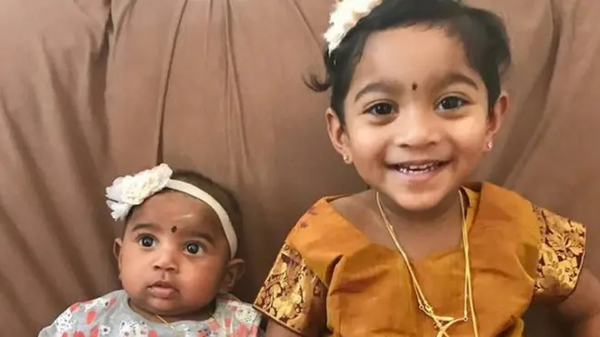 Australian-born Tharunicaa (l) and Kopika (r) were reportedly separated from both parents while being transported across Australia