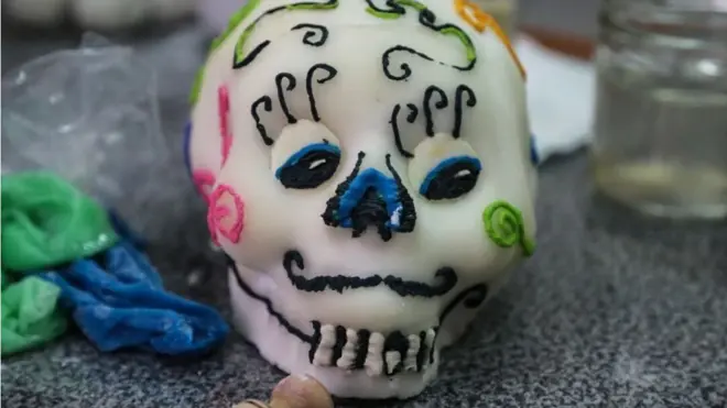 Skulls are typically made of sugar poured and set in a hollow mould