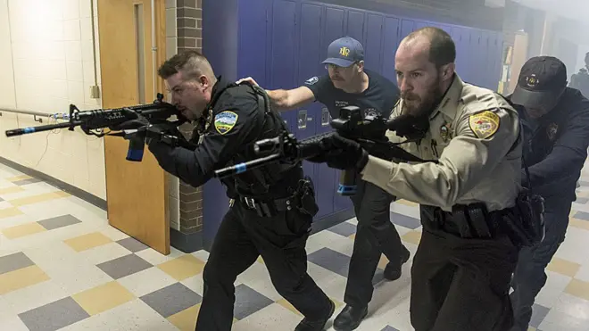 An "active shooter drill" in a Montana school