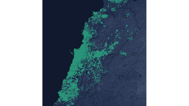 خريطة لموقع هيليوم تظهر عدد أجهزة التعدين في لبنان 20 - 10 - 2022