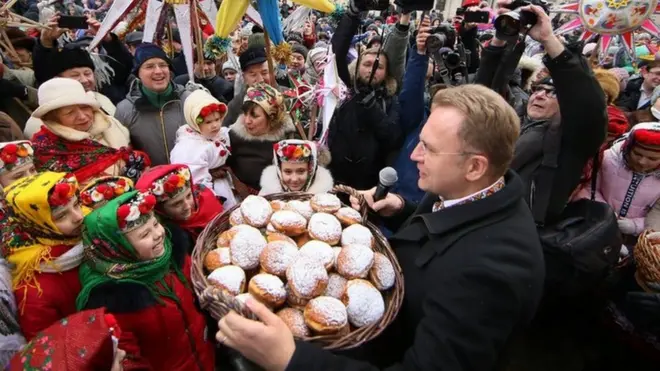 Андрій Садовий під час ходи звіздарів у Львові, 8 січня 2019 рік