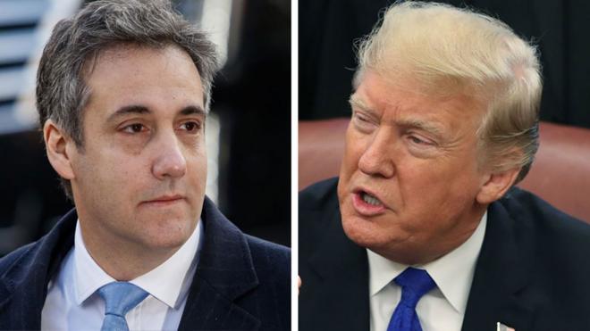 Composite image of Cohen and Trump