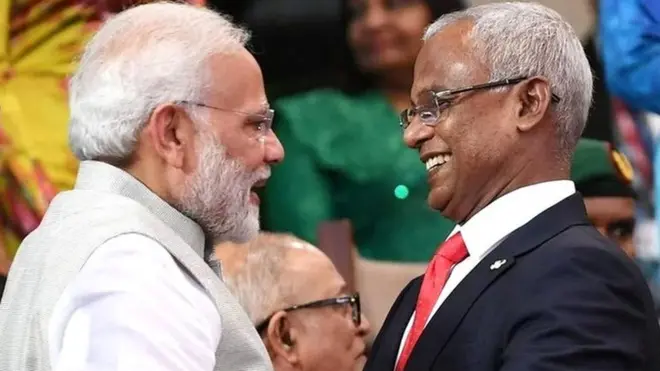 प्रधानमंत्री नरेंद्र मोदी के साथ मालदीव के राष्ट्रपति इब्राहिम मोहम्मद सोलिह