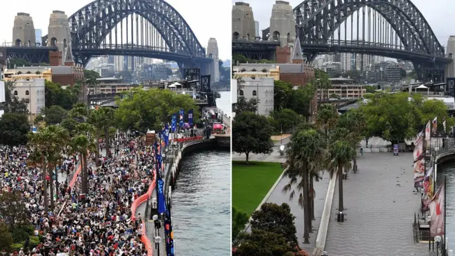 Một năm có gì khác biệt: Bến cảng Sydney 31/12/2019 và Sydney 31/12/2020