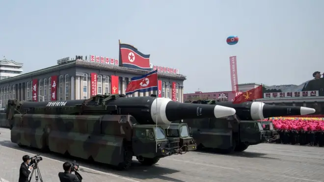 This unidentified rocket from last month's parade is thought to be the Hwasong-12