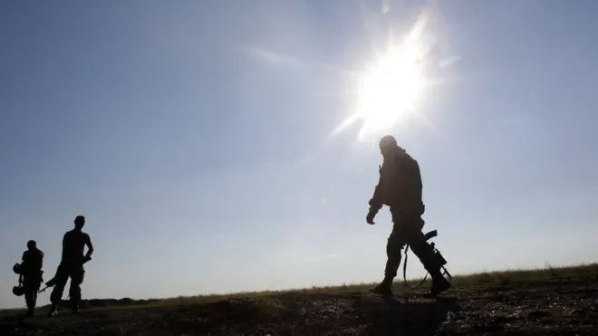 Українські військові на Луганському напрямку у зоні АТО, 2014 рік.