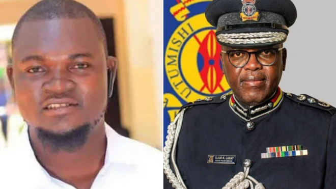 Collage photo of Albert Ojwang and deputy police chief, Eliud Lagat