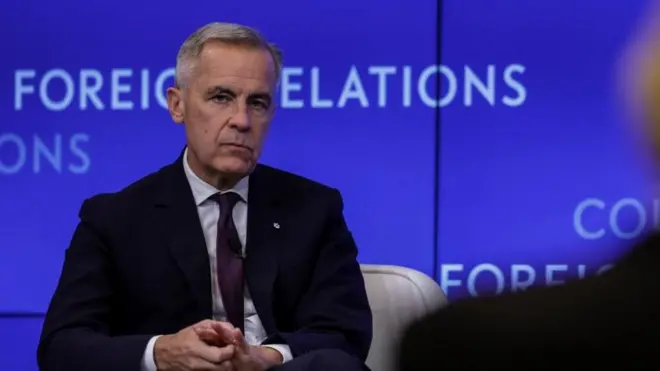 9월 22일 미국 뉴욕시 ‘외교관계협의회(CFR)’ 대담회에 참석한 마크 카니 캐나다 총리 