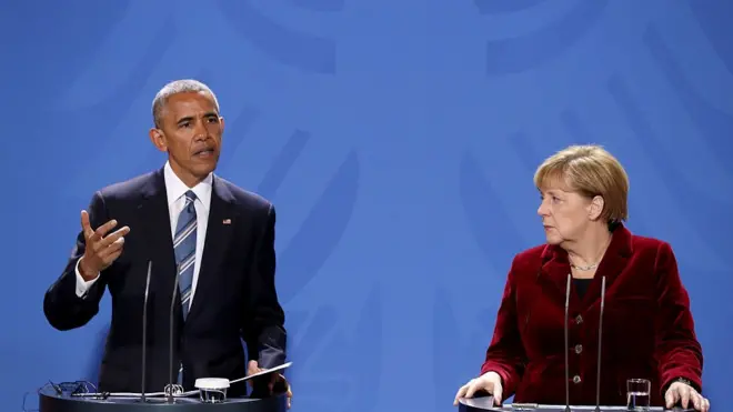 Обама в эти часы совершает финальный визит в Германию в качестве президента США