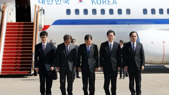 5일 평양행 비행기에 오른 대북특별사절단은 6일 귀국 후 미국을 방문할 예정이다