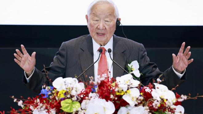 Morris Chang, the founder of the Taiwan Semiconductor Manufacturing Company (TSMC), delivers a speech during an opening ceremony of the new semiconductor plant by Japan Advanced Semiconductor Manufacturing Company (JASM), a subsidiary of TSMC, in Kikuyo town, Kumamoto prefecture, southwestern Japan February 24, 2024