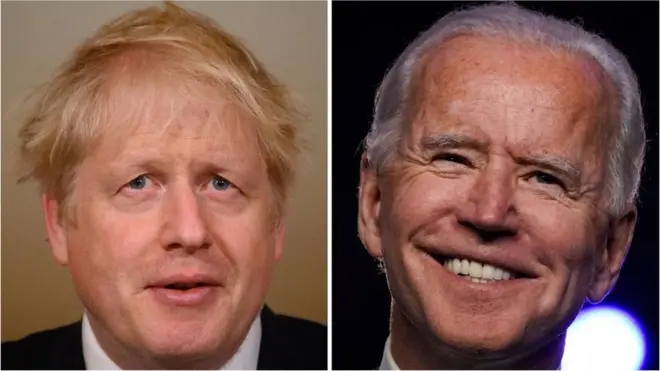 Composite image of Boris Johnson and Joe Biden