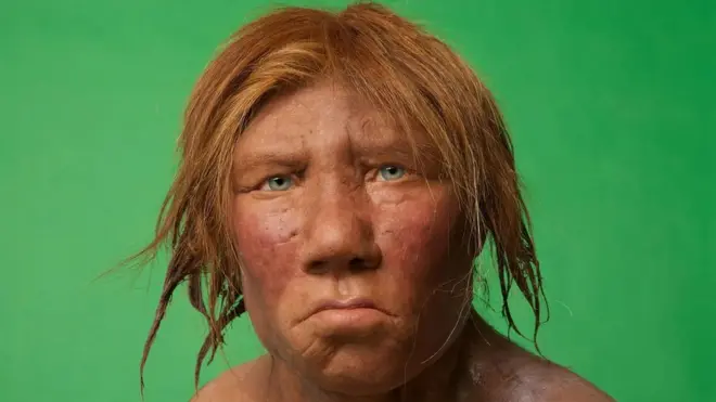 Les interprétations modernes de l'apparence de l'homme de Neandertal incluent les cheveux roux
