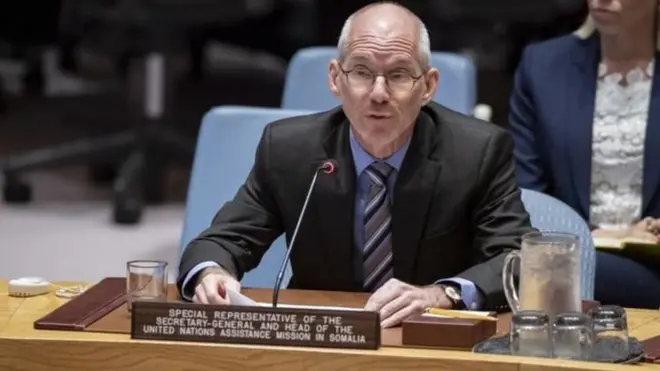 Wakiilka gaarka ah ee Xoghayaha Guud ee Qaramada Midoobay ee Soomaaliya Danjire James Swan