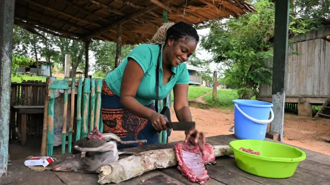 Vendeuse de viande sauvage au Congo