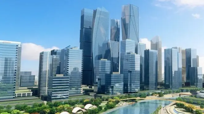 建造这座新城的中国港湾工程有限责任公司（CHEC）将会得到当中三分之二商业用地长达99年的租用权