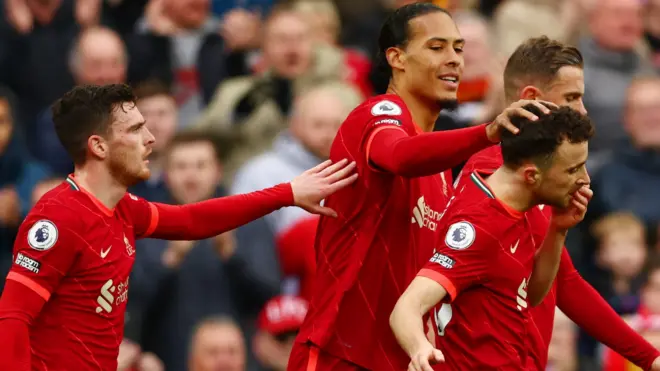 لاعبو ليفربول يحتفلون