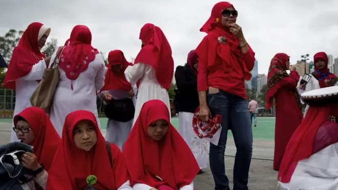 Buruh migran Indonesia di Hong Kong.
