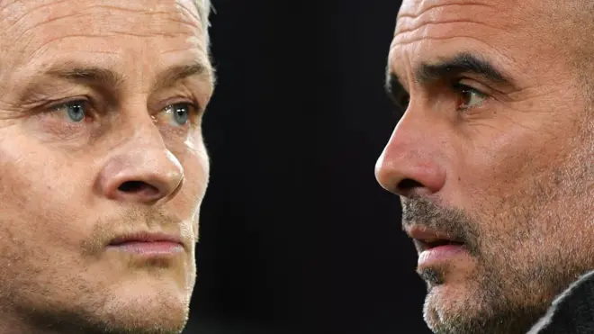 Manchester United manager Ole Gunnar Solskjaer (left) and Manchester City boss Pep Guardiola
