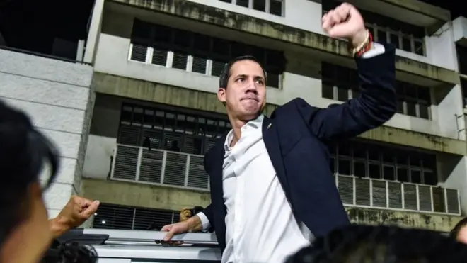 Tras su regreso a Venezuela, Guaidó dio un discurso a sus seguidores en Caracas.