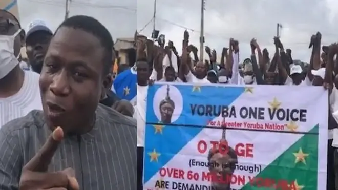 Sunday Igboho ati aworan awọn to n se iwọde