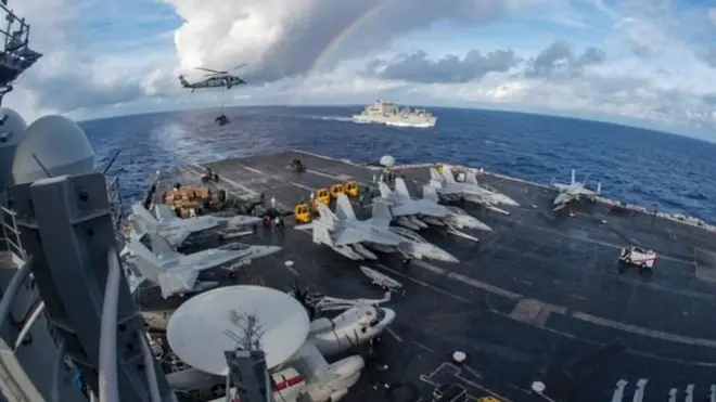 Всього авіаносець Карл Вілсон зробив 16 рейсів за свою 35 річну історію у цей регіон.