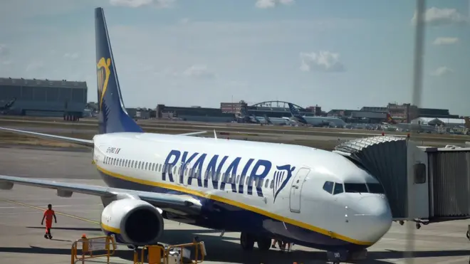 એરપોર્ટ પર પડેલું રાયનએરનું વિમાન