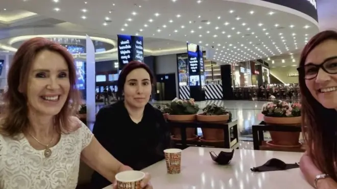 This picture purports to show Princess Latifa - centre - the daughter of the ruler of Dubai, who has not been seen or heard from in months