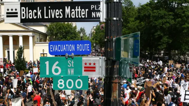 An area near the White House has been renamed Black Lives Matter Plaza
