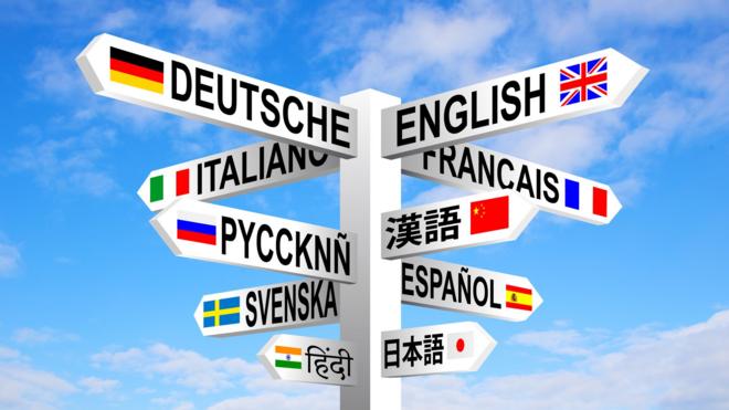 Знак с названиями языков