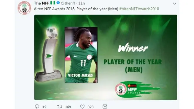 NFF Awards nke Victor Moses